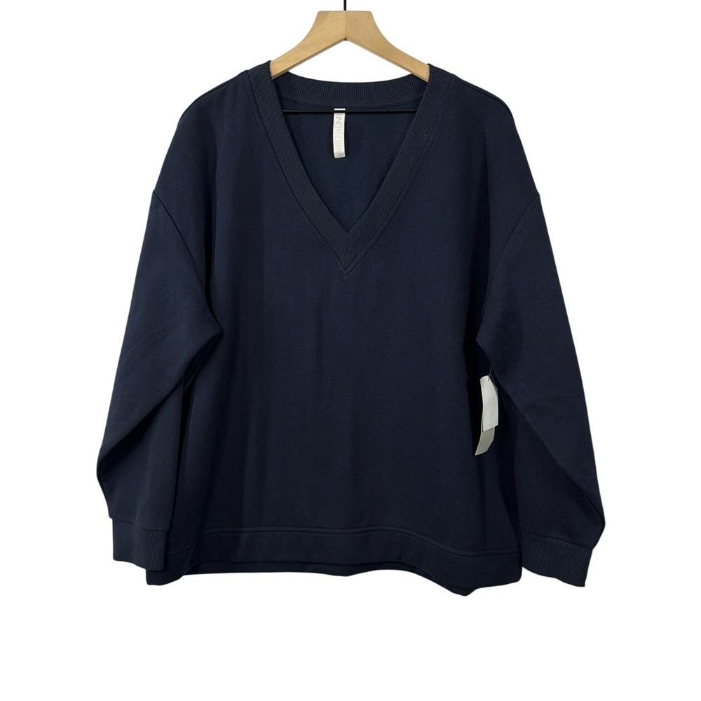 Z by Zella Navy Sapphire V-Neck Oversized Sweatshirt XL RZ502118MI NWT